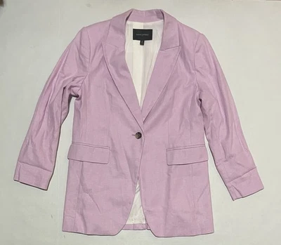 Banana Republic Blazer Womens Size 10 Petite Linen Blend One Button Jacket Pink - Image 1 of 4