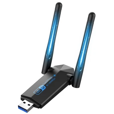 ELECMOGA WLAN Stick USB 3.0 1300Mbps - Dual Band, 2 Antennen für PC/Laptop, Windows/Mac