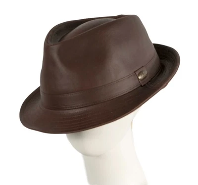 Chapéu Fedora Trilby de couro marrom canguru. Negócios familiares 100% australianos - Imagem 1 de 4