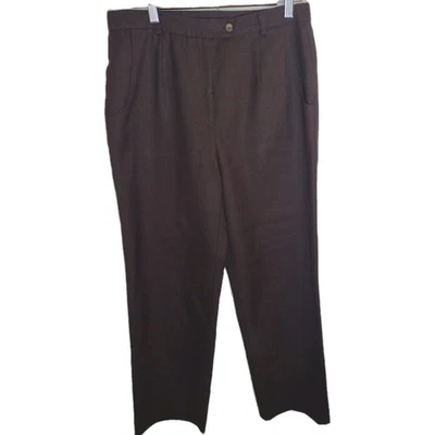 Pantalones Appleseeds Para Mujer Calce Clásico Poliéster Lana Pantalones Vestido Flojo Marrón  Foto 1 de 3