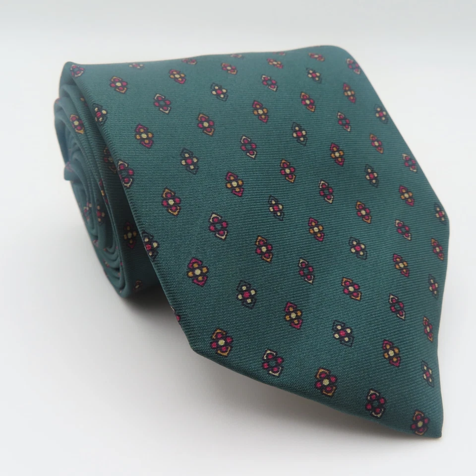 Corbata Valentino Seda Verde Rojo Lunares 3.25" Ancho 55" Largo Italia Foto 1 de 4