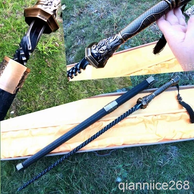 Stainless steel black blade Chinese Magic whip 魔鞭 black leather saya - Image 1 of 4