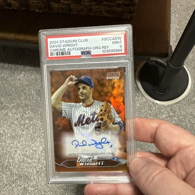 2024 TOPPS STADIUM CLUB CHROME AUTOS ORANGE REFRACTOR DAVID WRIGHT 15/25 PSA 9 - Image 1 of 2