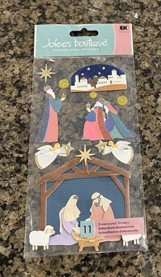 Jolee's Boutique NATIVITY SCENE Dimensional Stickers Jesus Mary Joseph Angels - Image 1 of 2