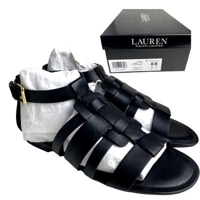 Sandalias de cuero negras LAUREN Ralph Lauren para mujer talla 8 Foto 1 de 4