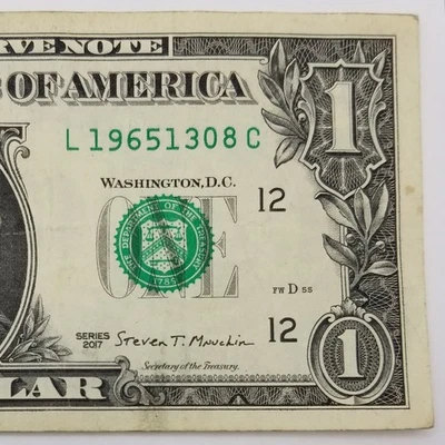 Birthday Anniversary August 13, 1965 US Dollar Bill Fancy Serial Number 2017 L C - Image 1 of 4