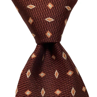 Gravata masculina BIRMA BIBAS 100% seda designer geométrica laranja/preto/branco em excelente estado usado - Imagem 1 de 3