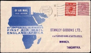 1931 Erste Luftpost England-Afrika Imperial Airways nach Mwanza Tanganjika - Bild 1 von 2
