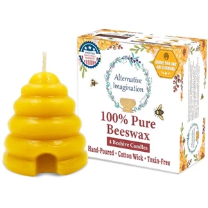 Beehive Votive Candles - 4 Pack of Hand Poured Pure Beeswax Candles with Cott... - Bild 1 von 8