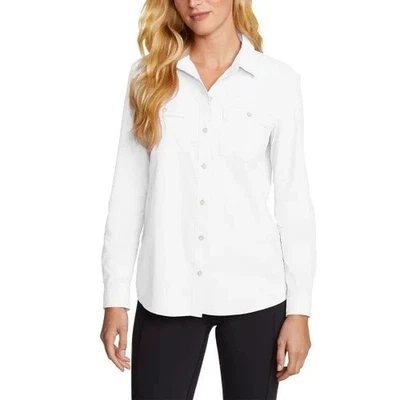 Camisa Top Eddie Bauer Mountain Ripstop Para Mujer Manga Larga, Blanca, Talla XL Foto 1 de 4