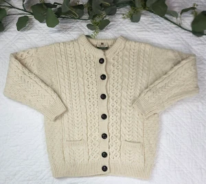 Cárdigan de Colección Carraig Donn Mujer Crema Tejido con Cable 100% Lana Merino Talla XS - Imagen 1 de 11