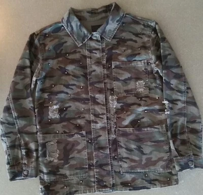 Kut From The Kloth Camo Jacket Military Distressed/Studded Women's S 100%Cotton - Image 1 of 4