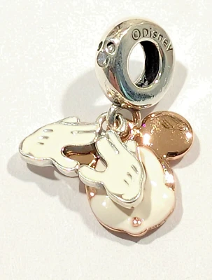 Auténtico Dije Pandora, ROSA Mickey Mouse Doble Cuelga #780112C01 Foto 1 de 4