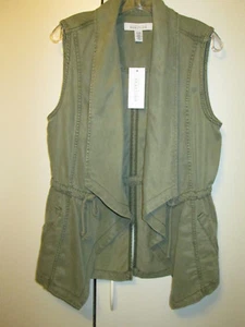 Kenneth Cole Reaction Olive Green Tencel Military Jacket Vest M (Like Max Jeans) - Picture 1 of 7