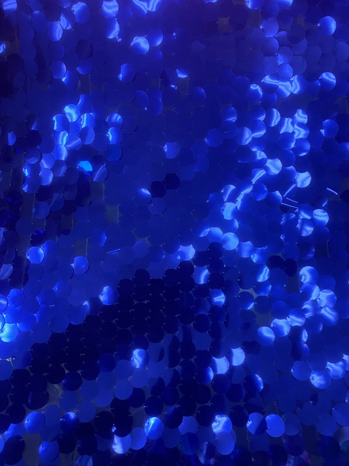 Royal Shiny 20mm paillette sequin on mesh fabric sold by yard - Image 1 of 1