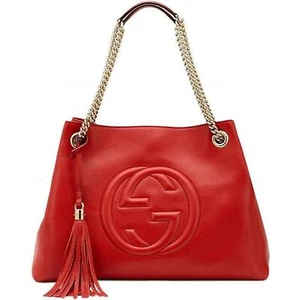 Gucci Soho Tasche Rotgold Kette Schulter groß mittlere Tragetasche Geldbörse DoubleG Logo NEU - Bild 1 von 12