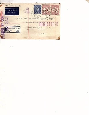 1941 SW Australia registered New South Wales via NZ  Censored cover uprated (dg - Image 1 of 2