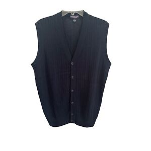 Roundtree & Yorke Men’s Navy Button Down Sweater Vest, Large
