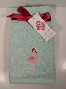 2 Pack (Soft Teal) For Flamingo Christmas Holiday Tip/ Kitchen Towels - Picture 1 of 3