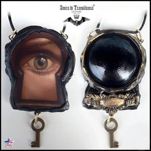 Illuminati Jewelry Talisman Witch Amulet Gothic Pendant Necklace Alchemy Key Eye - Picture 1 of 24