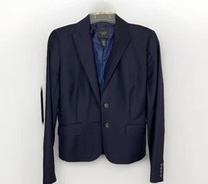 J.Crew Wool Blazer Womens Sz 6 Navy Blue Two Button Single Breasted Pin Stripe - Picture 1 of 11