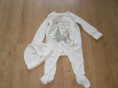 Baby's White Long Sleeve Playsuit & Hat Set, George, 3-6 months - Image 1 of 3