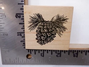 PSX DESIGNS F1142 PINECONE WINTER CHRISTMAS WOOD RUBBER STAMP EUC L5716 - Afbeelding 1 van 2