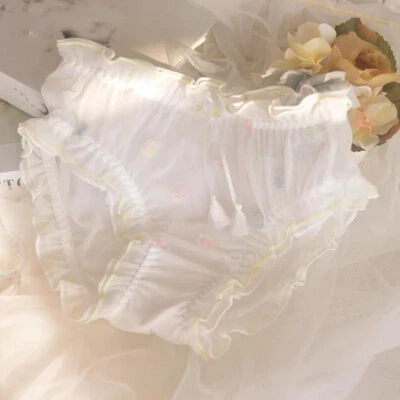 New Japanese Cute Girls Ruffles Panties Briefs Lolita Sheer Underwear Underpants - Image 1 of 4