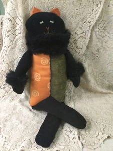 Halloween Black Plush Cat “Whats New Pussycat” Music Box Woof & Poof 22” KITTEN - Picture 1 of 8