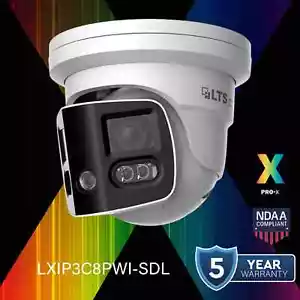 LTS LXIP3C8PWI-SDL PRO-X IP 4MP 180 Angle Pano Deterrence 2 Ways Audio Ai Camera - Picture 1 of 7