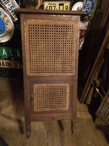 RARE Antique 1800s ? Cane Hamper Wood Cabinet Shipping Ok Oriental Chinese ? Cover