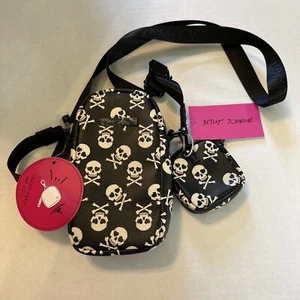 Betsey Johnson Skulls Crossbody & Tech Case NWT Halloween Style Accessories - Picture 1 of 7