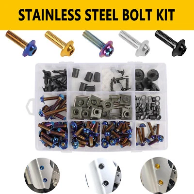 Kit de pernos de carenado universal 210 piezas M5 M6 tornillos Torx de carrocería de acero inoxidable Foto 1 de 4