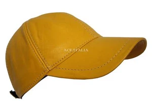 Baseball dunkelgelb Sport Golf Damen Herren Echtleder HipHop Cap Mütze - Bild 1 von 7