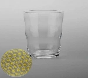 Blume des Lebens TC Vitalwasser Trinkglas mit Jasmina BdL in Gold 250 ml