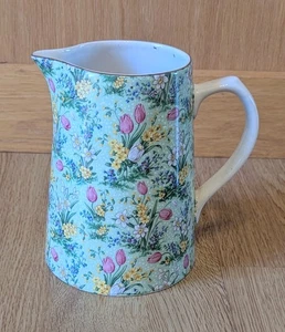 Green Tulip Chintz Floral Pitcher by Lord Nelson Pottery England Vintage - Picture 1 of 11