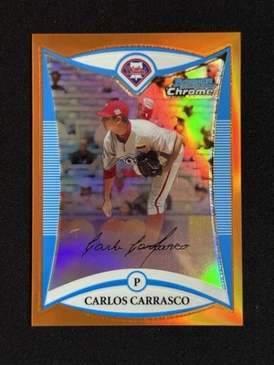 Carlos Carrasco 2008 Bowman Chrome #BDPP66 Orange Refractor Rookie (RC) /25 - Image 1 of 2