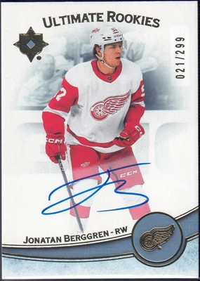 2022-23 UD Ultimate Hockey #129 Jonatan Berggren Ultimate Rookies Auto /299 - Image 1 of 2