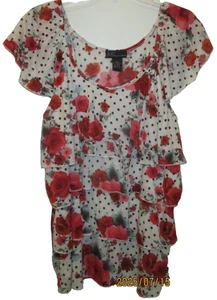 Blusa Top Maxim Liberty Para Mujer Talla Grande 18/20 Poliéster Spandex 3 Volantes Niveles - Imagen 1 de 4