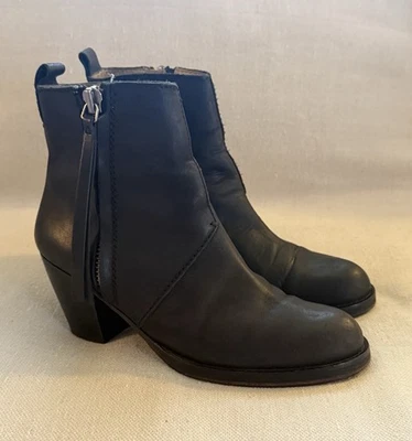 Botín occidental Acne Studios The Pistol de cuero negro tacón ancho para mujer 38 EE. UU. 8 Foto 1 de 4