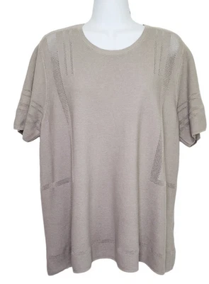 WRAP LONDON Cotton Blend Beige Short Sleeve Knitted Tshirt Size UK12 - Image 1 of 4