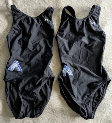 TYR One Piece Swimsuit Lot Girls Youth 26 Swim Suit Aspire Aquatics Black - Image 1 of 4