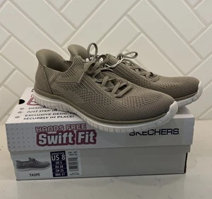 Skechers Womens Size 8 Virtue Swift Fit Hands Free Shoes Taupe Sneakers NEW - Picture 1 of 5