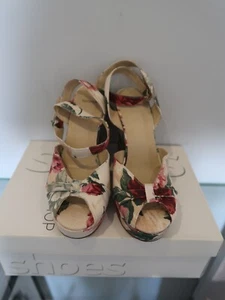 TOPSHOP WILMA WEDGE FLORAL ANKLE PEEP TOE SANDAL UK 5 EUR 38 RRP £60 NOT ASOS - Picture 1 of 7