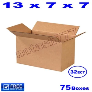 75 - 13x7x7 Cardboard Boxes Mailing Packing Shipping Moving Corrugated Carton - Picture 1 of 1