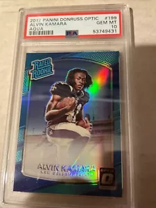 Panini Donruss 2017 óptica Alvin Kamara Aqua novato PSA 10 gemas como nuevo 257/299 - Imagen 1 de 2