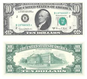1969-C $10 New York District Federal Reserve Star Note Fr 2021-B* Unc. #065 - Picture 1 of 1