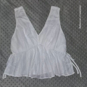 BlueB Eyelet Babydoll Tank Top Women's Sleeveless White Size L - Picture 1 of 9