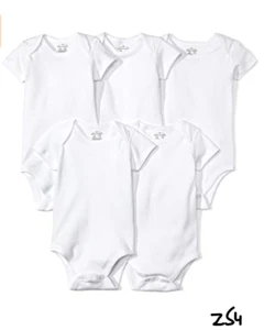 Moon and Back Baby Set of 5 Organic Short-Sleeve Bodysuits, White Cloud, Preemie - Picture 1 of 3