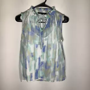Zac & Rachel Womens Sleeveless Blue & Green Blouse Sz Small NWT - Picture 1 of 6
